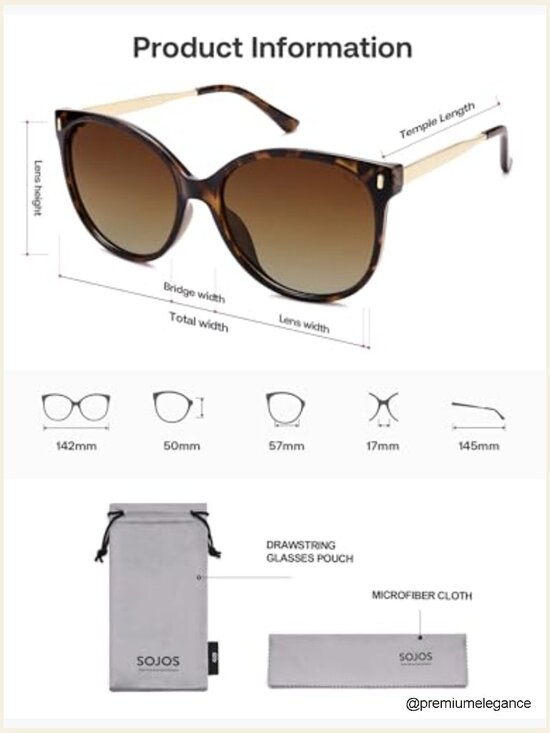 Oversized Round Polarized Sunglasses UV400 Protection Gender-Neutral